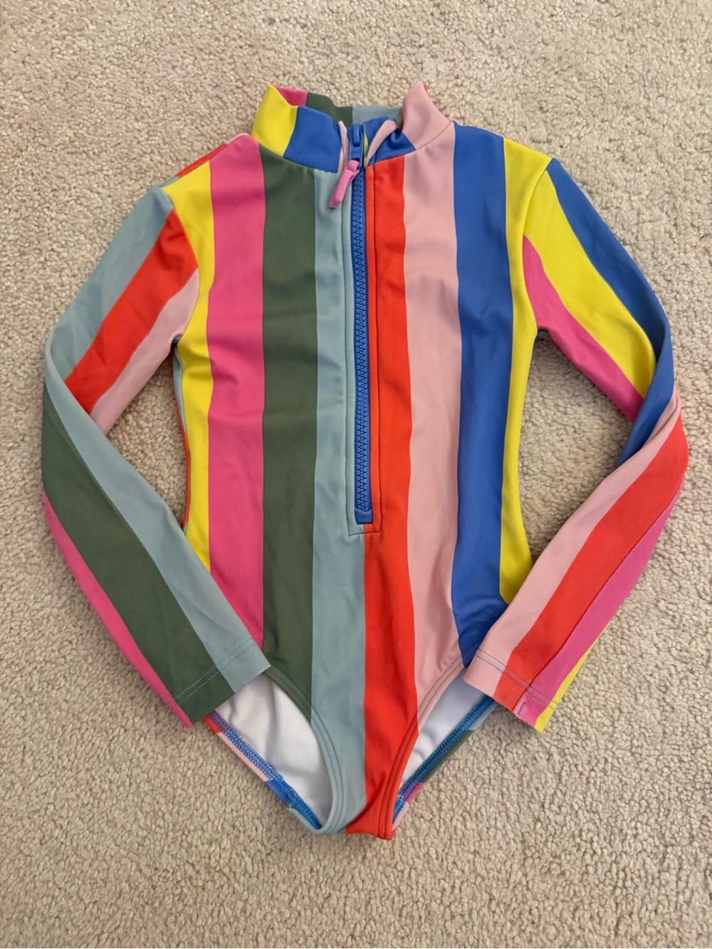 Mini Boden Striped Long Sleeve Swimsuit